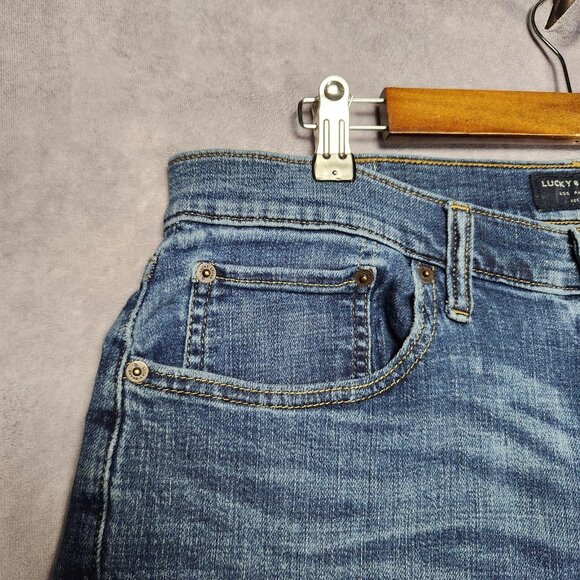 Lucky Brand 121 Slim Straight Jeans Mens 34x32 Blue Denim Stretch Classic Casual - Picture 12 of 16